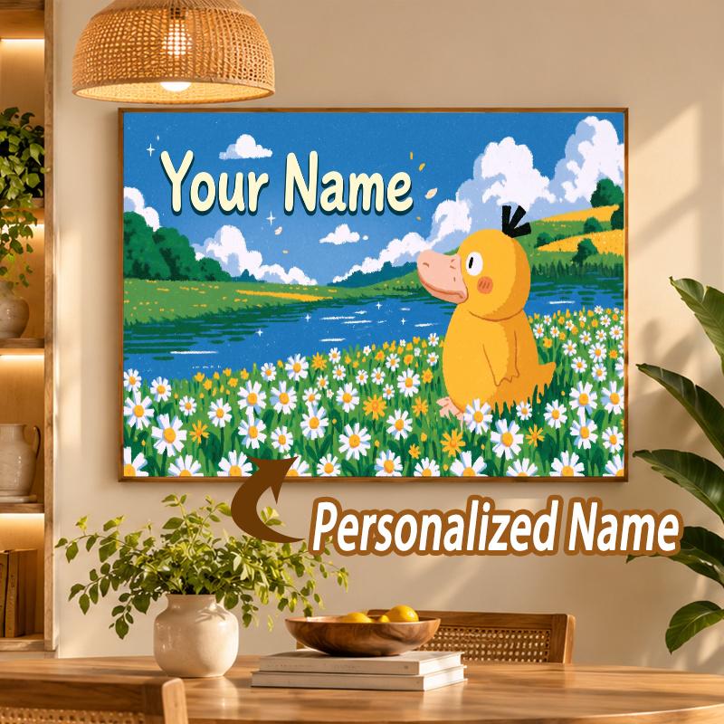 Psyduck Custom Name Diamond Painting Personalized 5D Full Drill DIY Diamond Art Home Decor