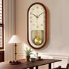 Light Luxury Living Room Clock, Grand Solid Wood Pendulum Clock, Silent Clock, Simple Wall-mounted, Retro Decorative Handicrafts