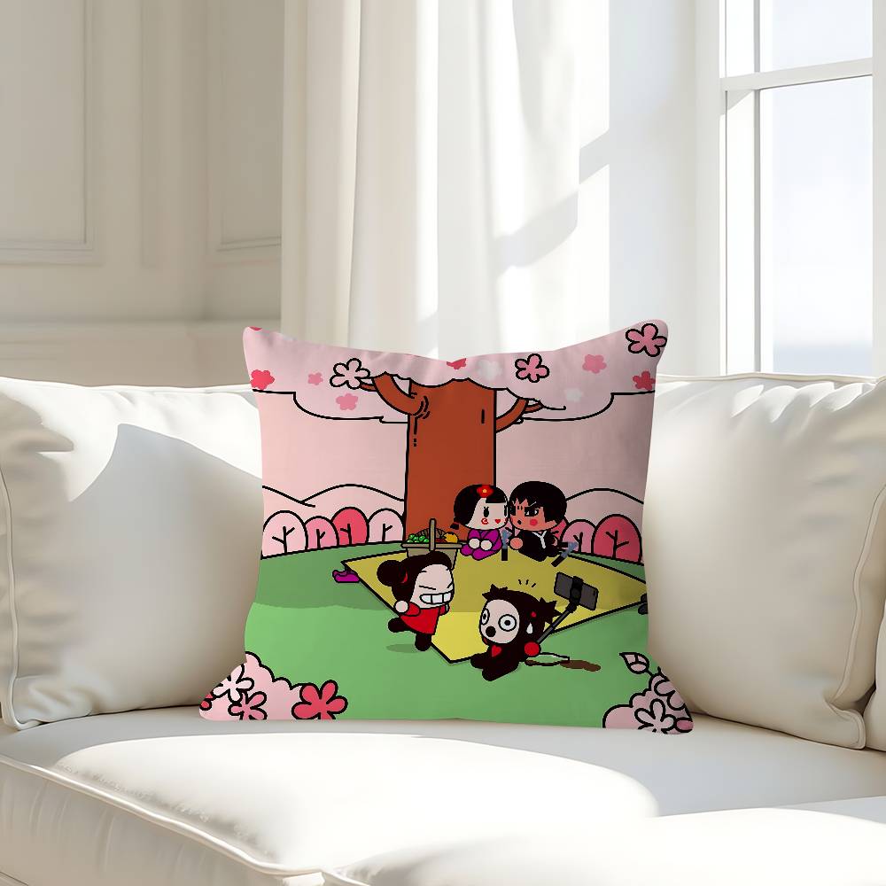 

Cartoon P-Pucca-Garu Personalized Picture Text Home Decorative Pillows Household Gifts 45x45cm 16x16Inch