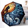 1pc Sturdy 8-Bone Auto Umbrella, Mystic Yin Yang Cat Umbrella, Digital Printed, Foldable Umbrella for On-the-Go Outdoor Use