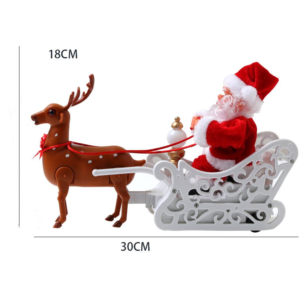 Christmas Santa Elk Sled Toy Electric Santa Reindeer Decorative Ornaments With Music For Xmas Party Home Decor