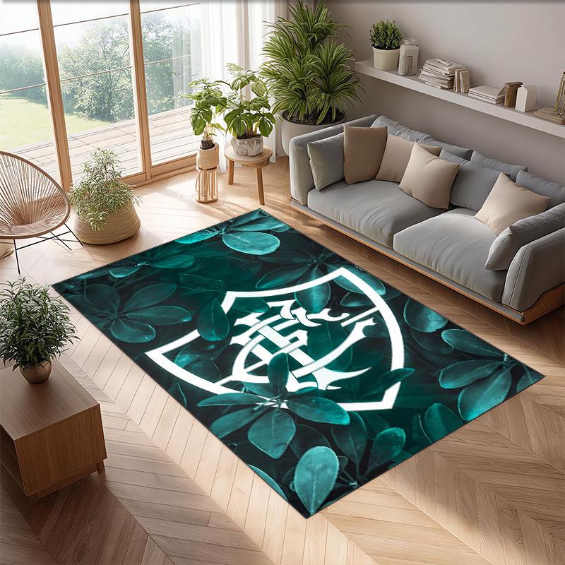 Fluminense FC Printed Crystal Velvet Area Rug, Soft Anti-Slip Water Absorbent Floor Mat for Living Room Bedroom