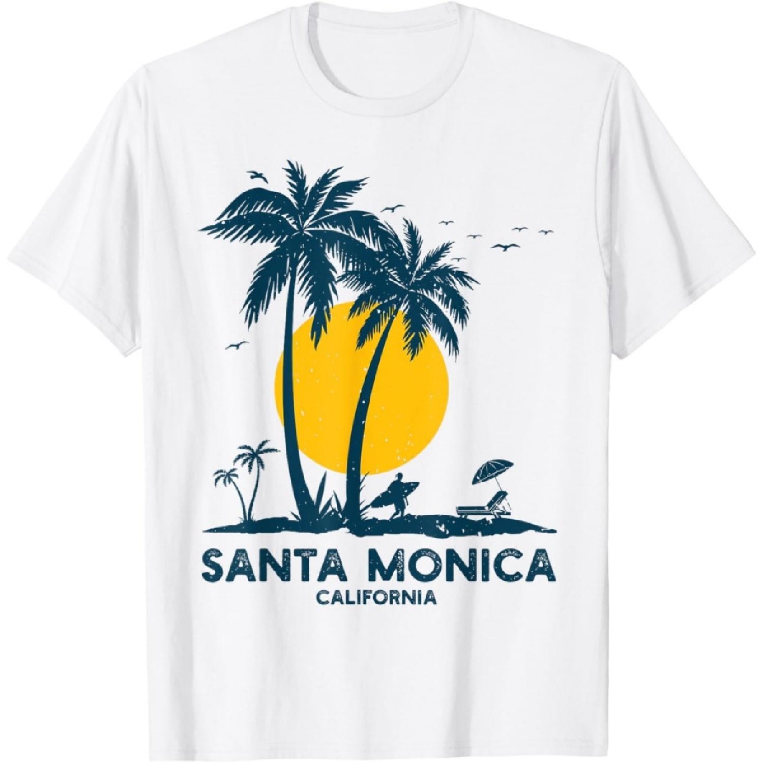 Vintage Family Vacation Santa Monica Beach T-Shirt for Men Women Kids XXXXXL белый