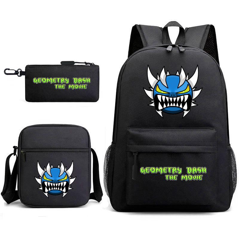 Geometry sprint game backpack geometry dash heat transfer backpack elementary school bag leisure bag