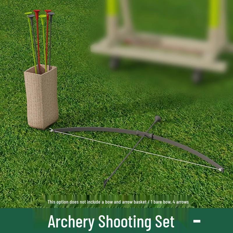 Kids Outdoor Toy Set: Wooden Basketball Hoop, Ring Toss, Sandbags, Bow & Arrow for Sensory Play