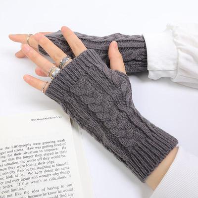 Fingerlose Handschuhe aus Strickwolle im koreanischen Stil für Herren und Damen – kurze Twist-Mode für Herbst/Winter