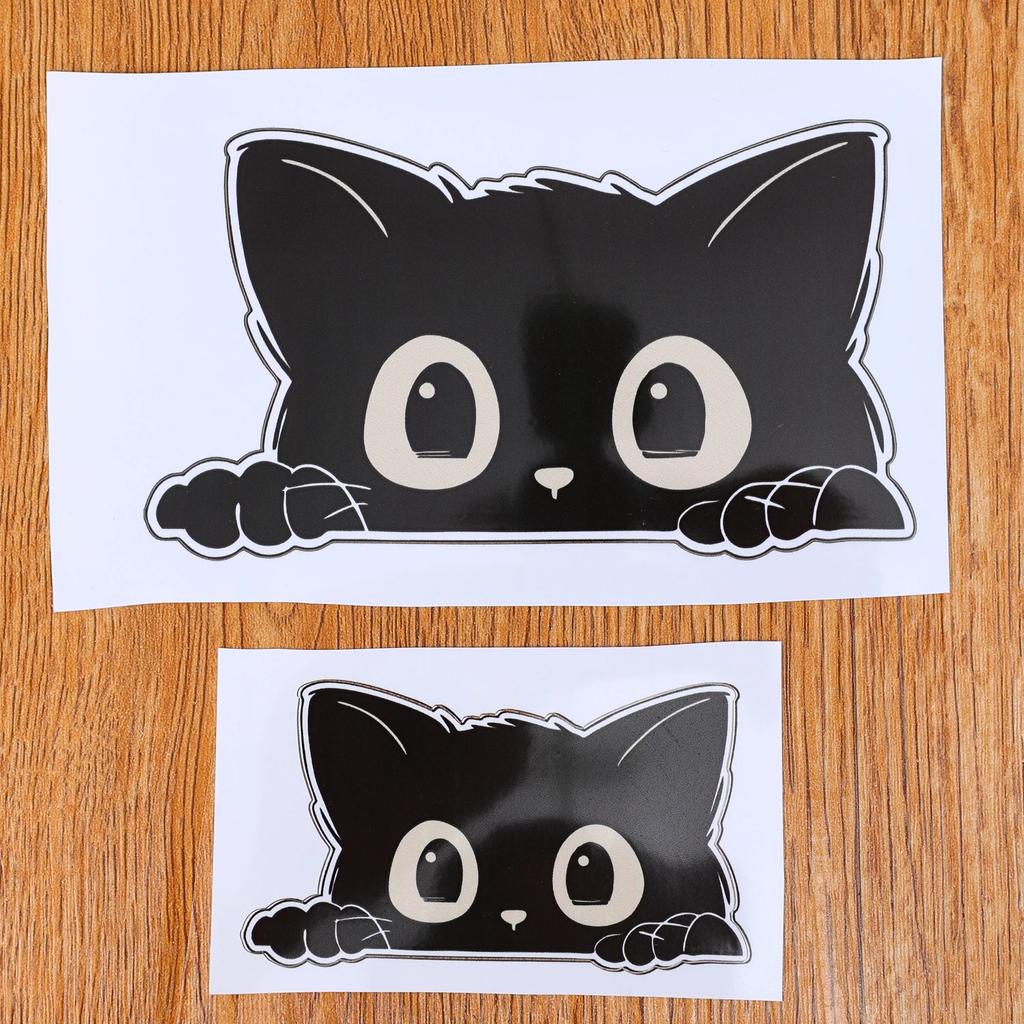 1/2pcs PVC Car Sticker Poor Cat Is Stealing with Big Eyes Watch Vinyl Car Styling Cover Waterproof Decals Interior Accessories