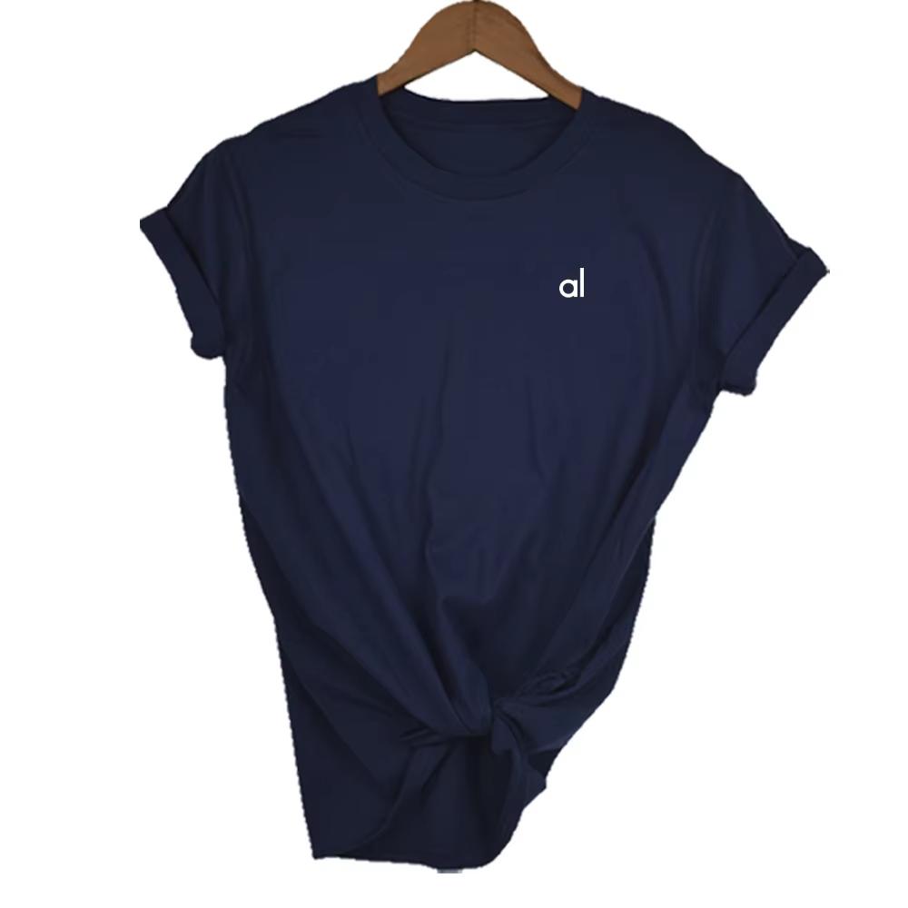 2025AL Sports Yoga T-shirt Women's Tees 100% Cotton Fashion Women Short Sleeve Brand Men Tees Summer Women Tops