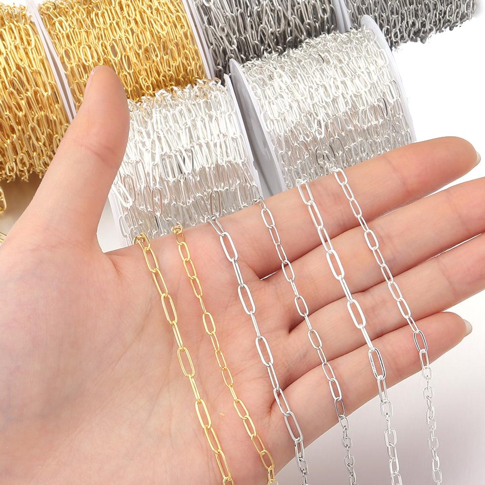 10Yards/Lot 6 9mm Flat Cross Chain Copper Clad Iron Link Bulk Chains For DIY Jewelry Making Handmade Necklace Chains Materials