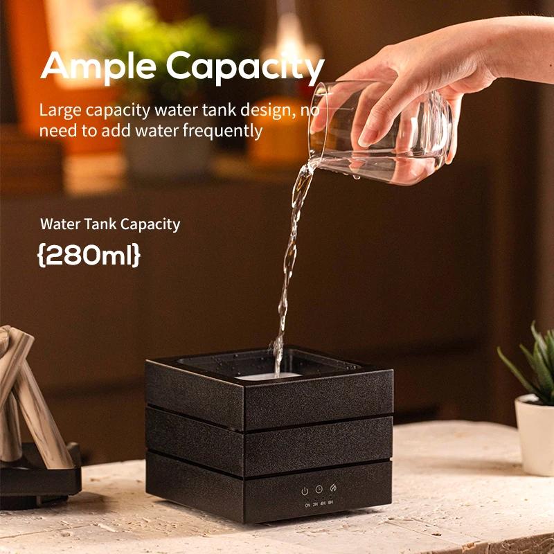 D5 Novelty Colorful Flame Night Light with Air Humidifier Atmosphere Bonfire Essential Oil Aroma Diffuser for Bedroom Desk Light