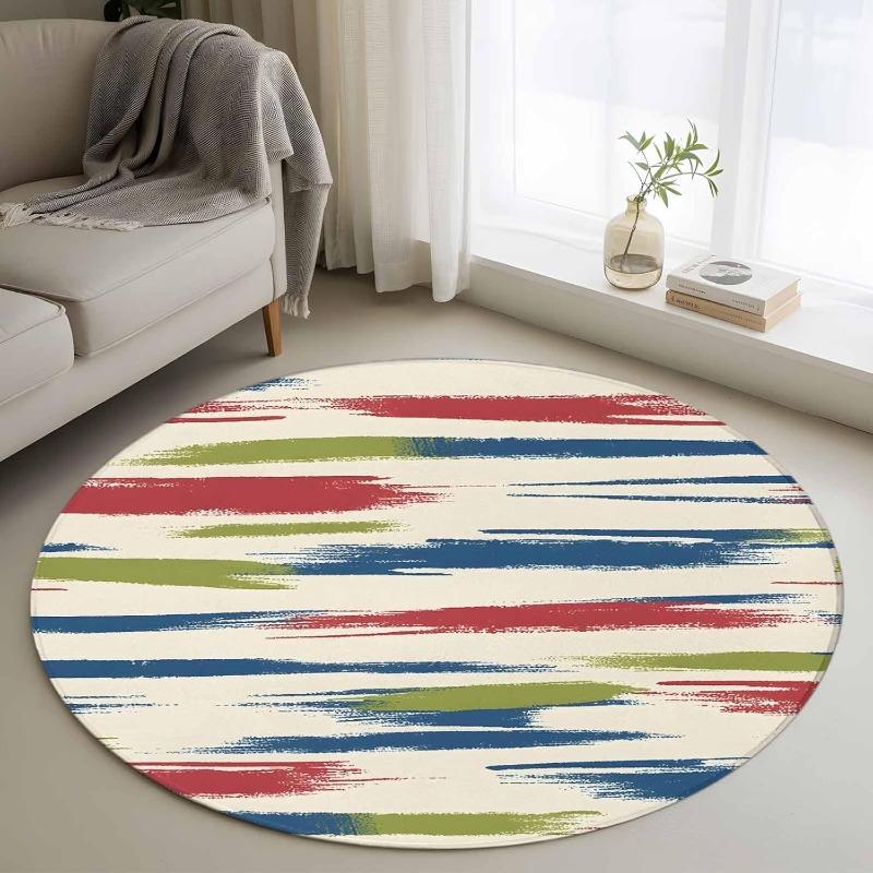 Moderní kulatý koberec Barevné bloky Styl inkoustové malby Dekorace do domácnosti Podložka Nordický minimalistický Obývací pokoj Ložnice Protiskluzový koberec