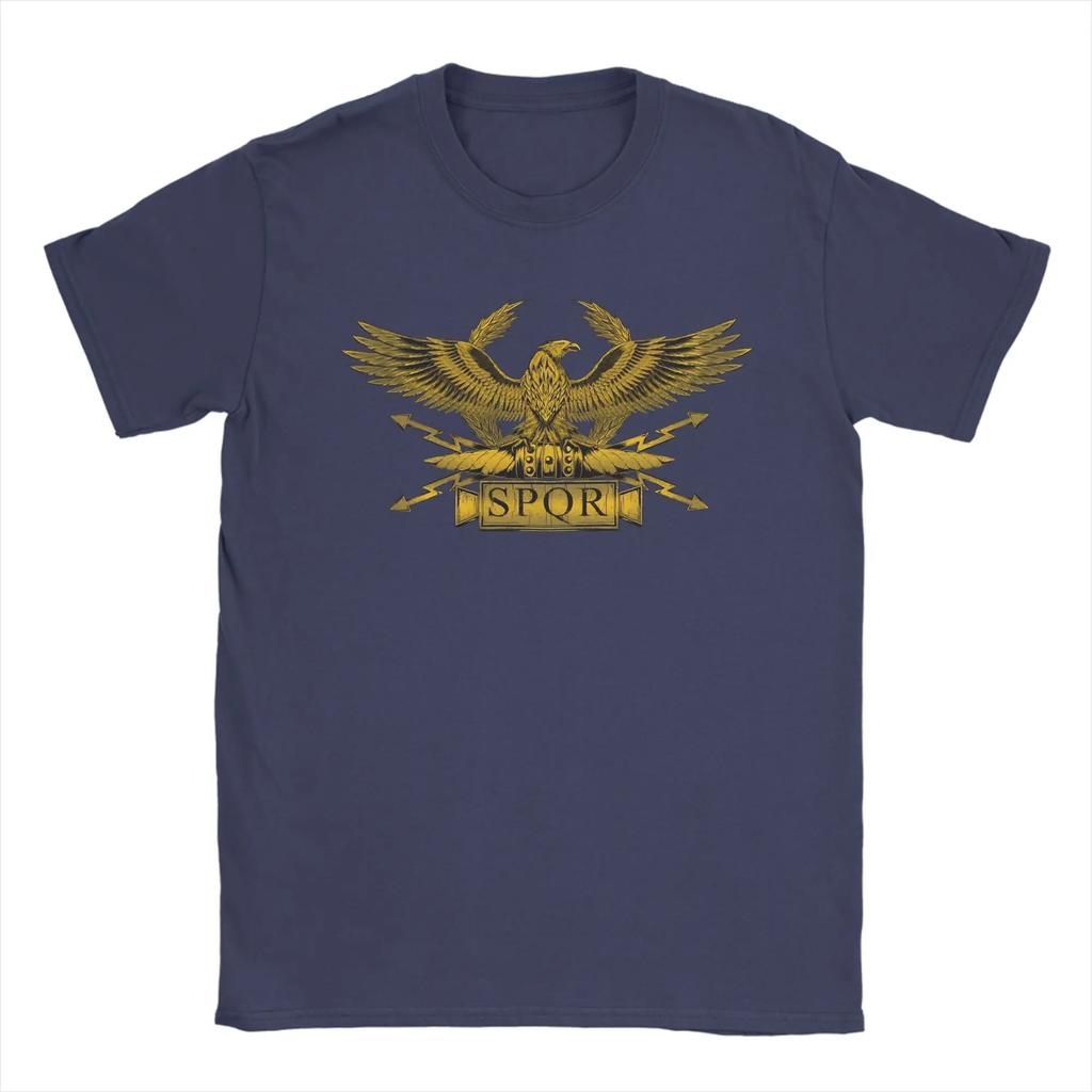 Vintage Ancient Roman Rome SPQR Eagle Standard T-Shirts Men Round Neck Cotton T Shirt  Short Sleeve Tees Summer Clothes