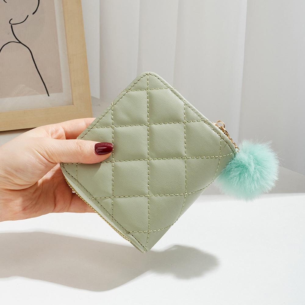 Rivets Woman Clutch Wallet Soft Plush Ball Square Card Bag Simple Women Long Purse Female