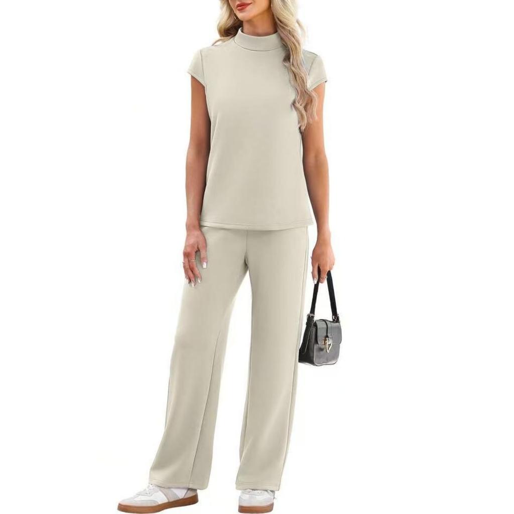 Fashion Women's Round Neck Short Sleeved Pants Fashion Casual Suit