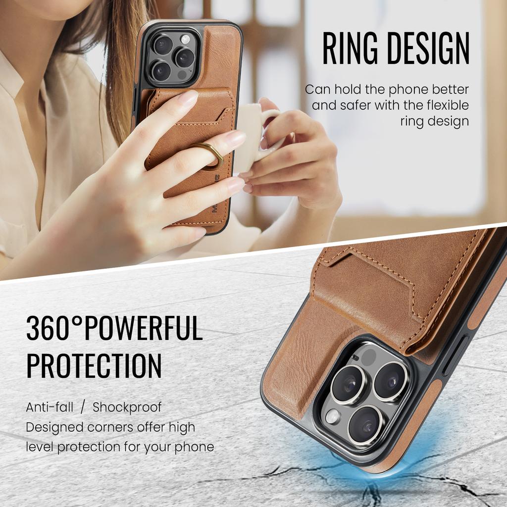 MAGKING K1 Serie Für iPhone 14 Pro Max Magnetische Hülle PC+TPU+PU Handyhülle mit Kartenhalter Ständer