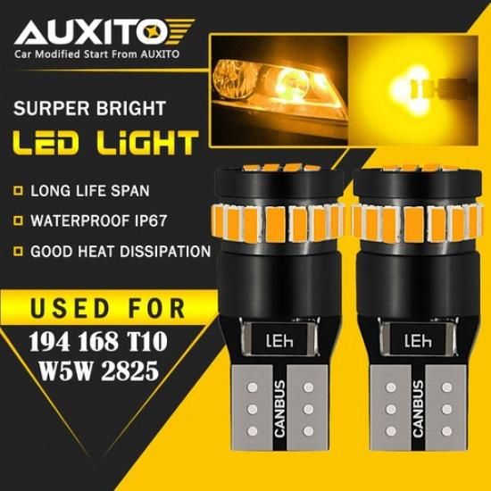 

2X Amber Yellow T10 168 194 2825 Interior License Plate Light LED White Bulb EOA