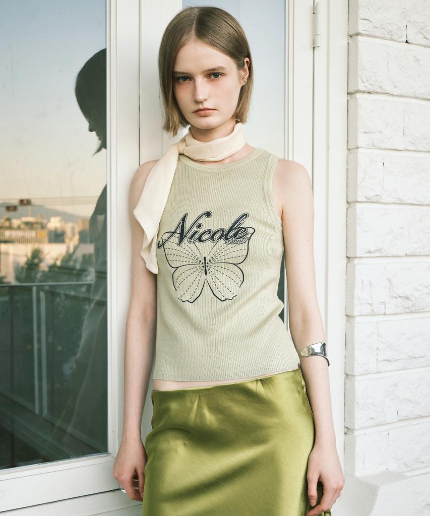 Nigaennikol Nicole Butterfly Sleeveless Top_Light Green