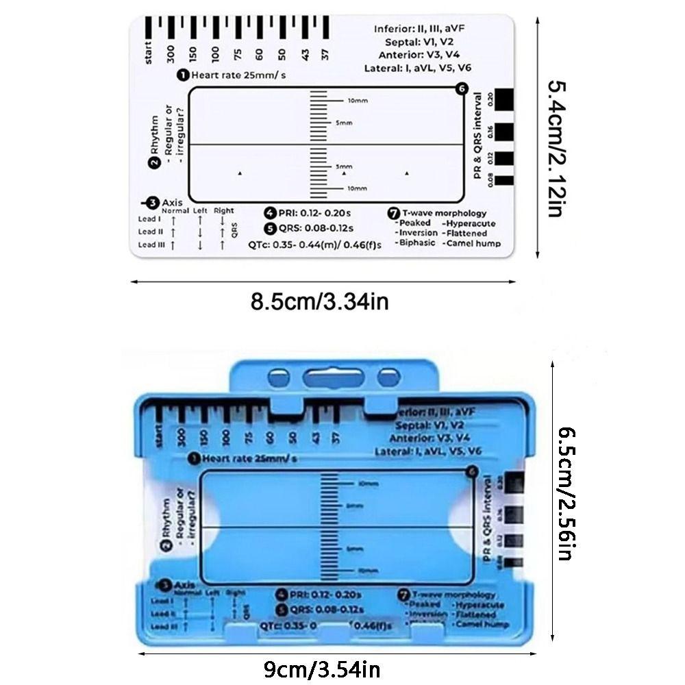 Portable Pocket Ecg/Ekg Reference Guide Clear Ekg Interpretation Ruler ECG 7 Step Ruler Card  Nurse