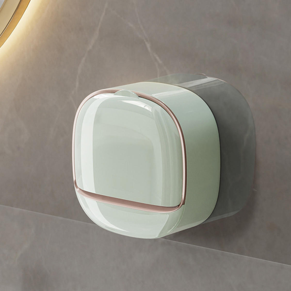 

Soap Dish with Drainage Box Punch-Free Soap Holder Bathroom Drain Box Flip Drain Storage Case Bathroom Accessories one size светло-зеленый