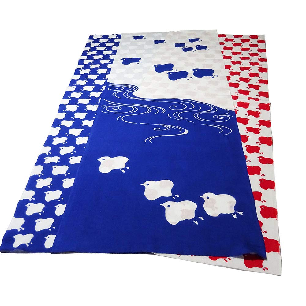 Geisodo Tenugui Flowing Water and Plover (Crimson) T-17