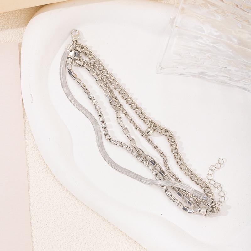 Autumn new jewelry alloy multi-layer stacked bracelet personalized niche diamond-encrusted bracelet women