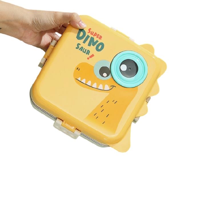 Мультяшный ланч-бокс с 3 отделениями, из нержавеющей стали 304, герметичный контейнер для бенто с мультяшным рисунком