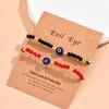 Rinhoo New Fashion Handmade Vintage Rhinestone Palm Blue Evil Eye Pendant Link Chain Bracelet For Women Men Good Luck Bracelet