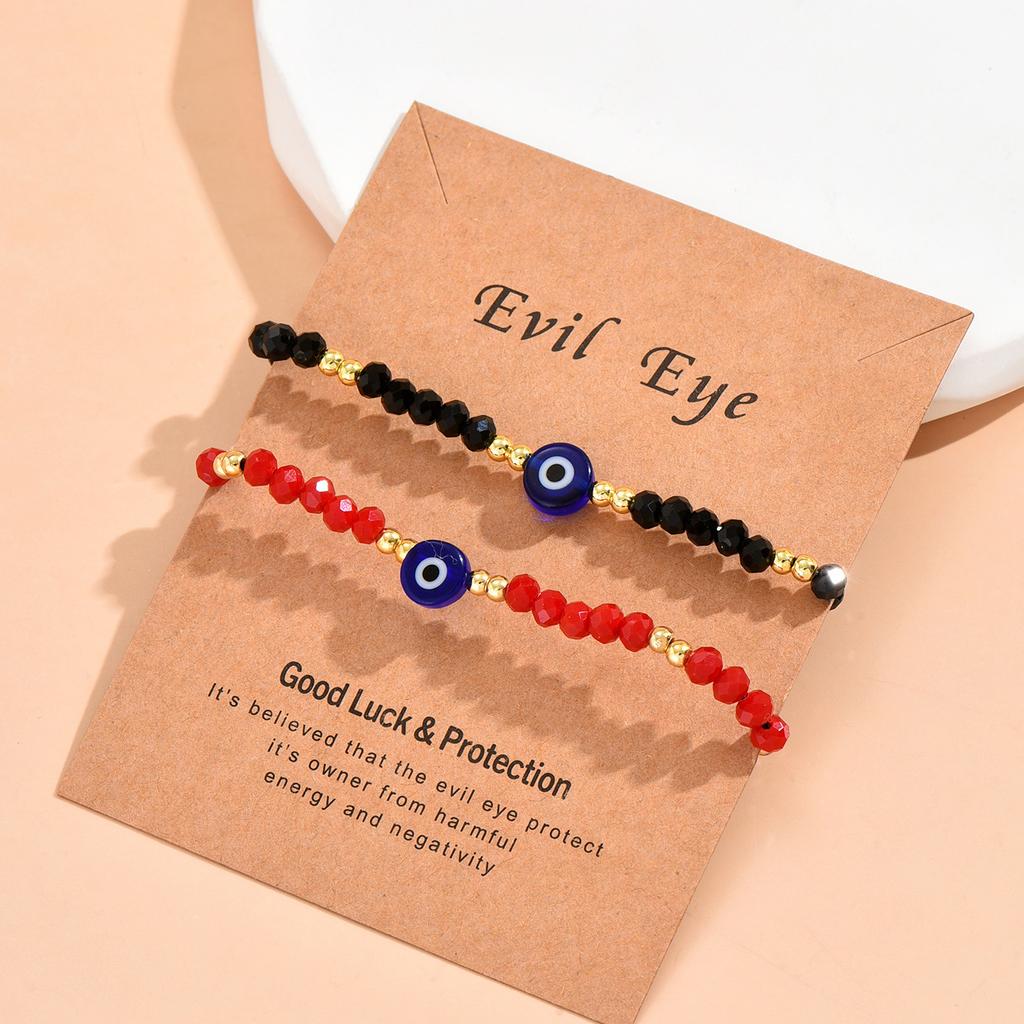 Rinhoo New Fashion Handmade Vintage Rhinestone Palm Blue Evil Eye Pendant Link Chain Bracelet For Women Men Good Luck Bracelet