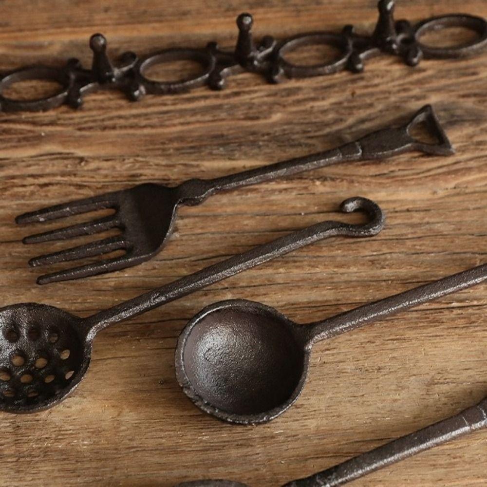 Rustic Style Iron Spoon Fork Wall Decor Vintage Cast Iron Kitchen Wall Art Farmhouse