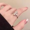 Butterfly zircon pearl ring female index finger ring unique design opening adjustable ring