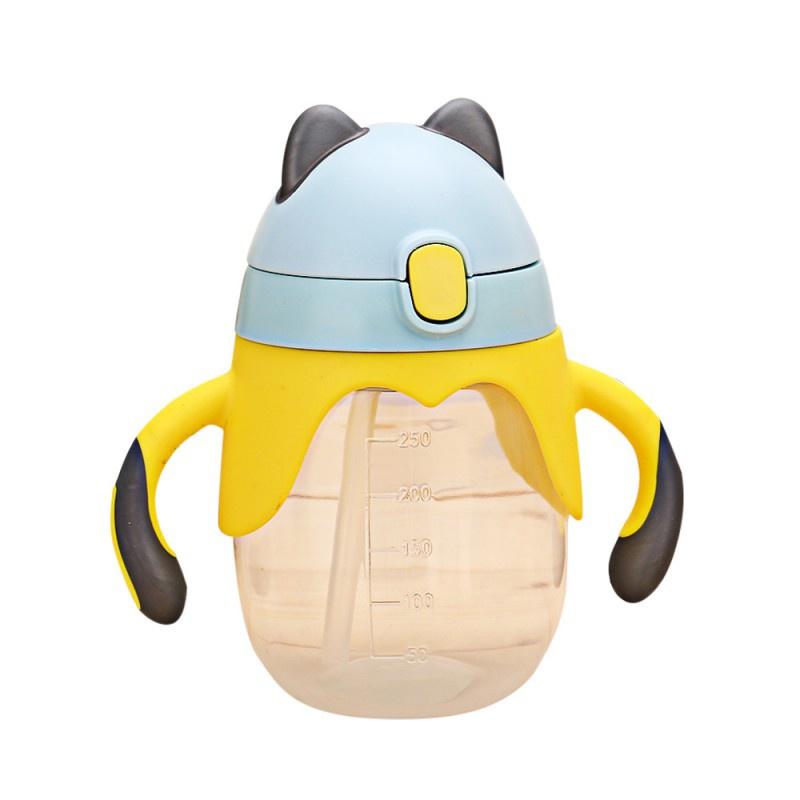 Cute Baby Cup Kids Children Learn Feeding Drinking Water Straw Handle Bottle Training Cup Baby