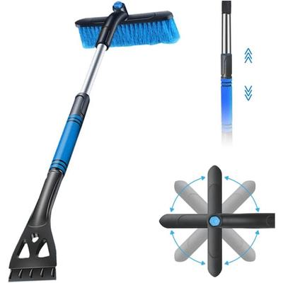 Car Ice Scraper with Broom, 2 In 1 Car Ice Scraper and Snow Brush, 360° Degree Brush Head, Non-Slip Foam Handle, for Cars, Trucks, SUVs, Windscreen