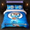 Erling Haaland Custom Name Text Bedding Set 1 Duvet Cover+2 Pillowcases Soccer Logo Personalized Gift For Special Occasion Bedroom Decor