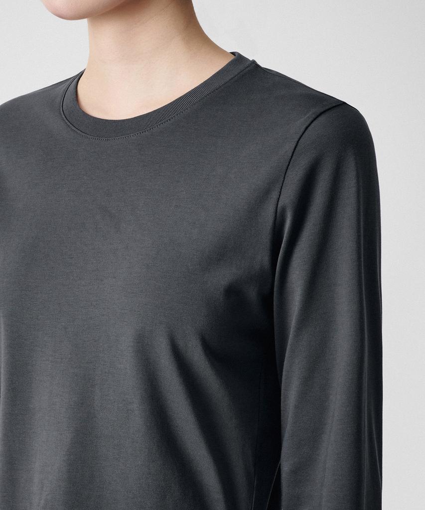 MUSINSA STANDARD WOMAN [Cooltandard] Women'S Crew Neck Crop Long Sleeve T-Shirt [Dark Gray]