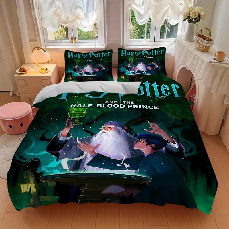 3pcs Harry Potter Fantasy Adventure Bedding Set, Soft Polyester Duvet Cover and Pillowcases Seasons all suitable, Design for Bedroom L1003135