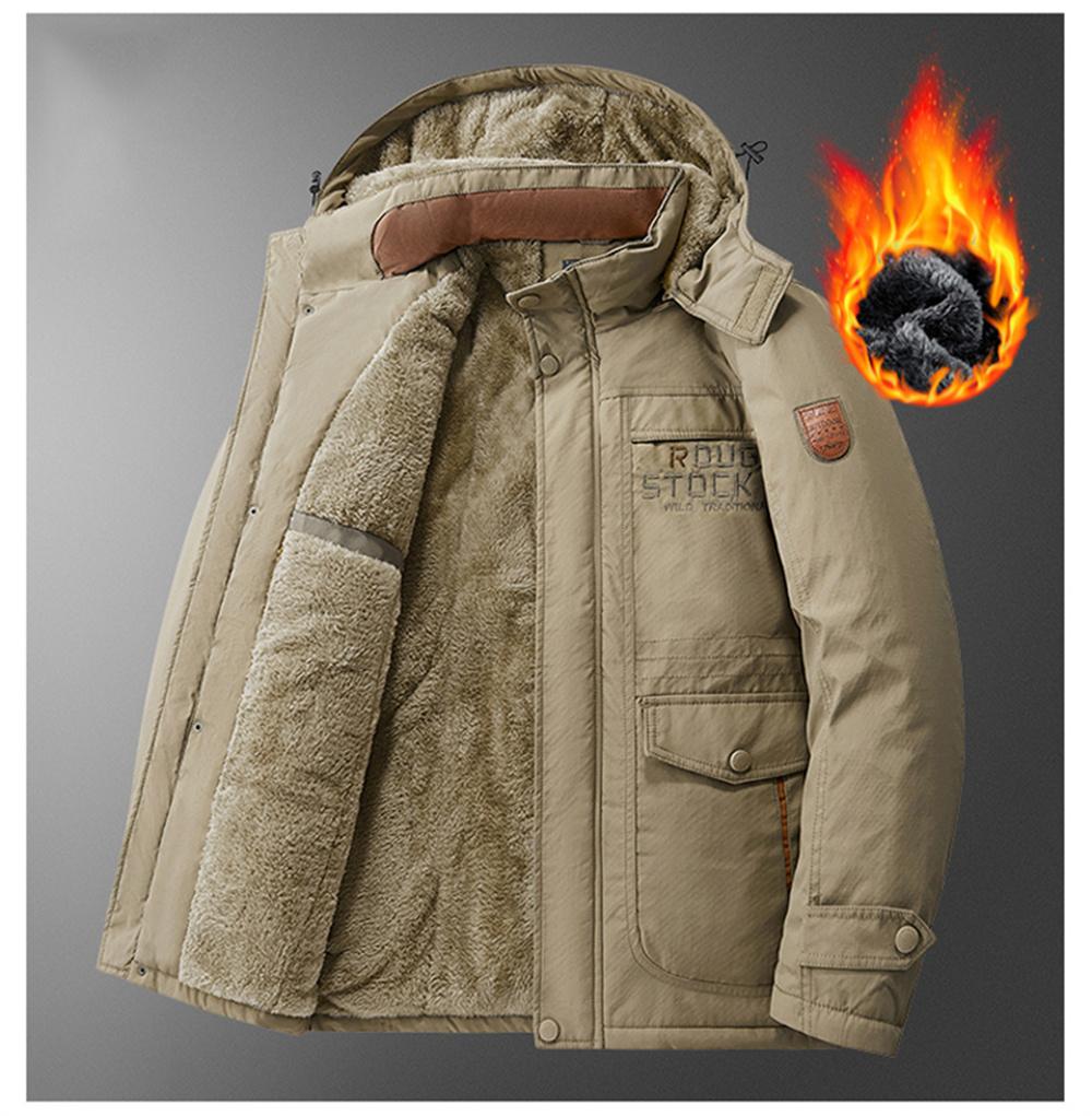 New Winter Men's Fleece-Lined Parka Coat Casual Vintage Military Workwear Jacket Thickened Detachable Hooded Parkas Men Overcoat