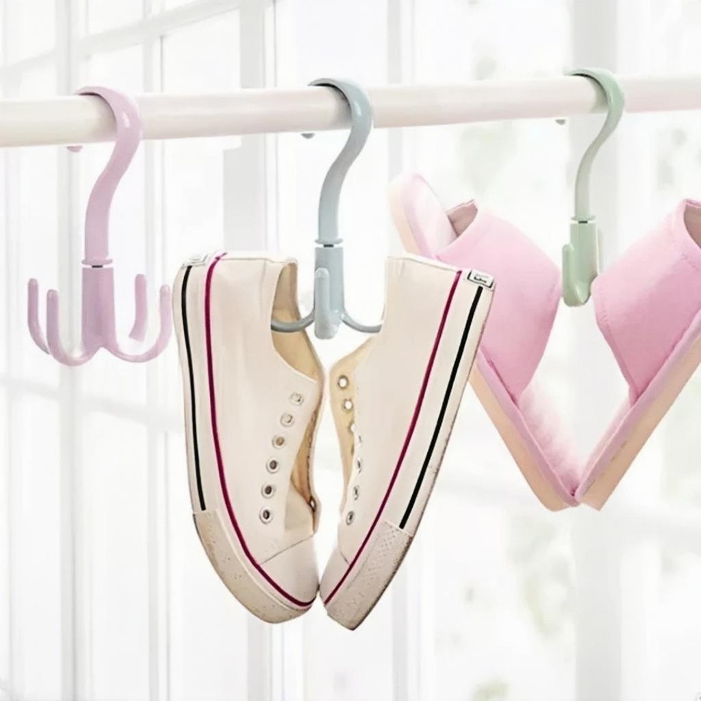 8pcs Creative Multifunctional Rotatable Four Claw Hooks Coat Hanging Bags Scarf Wardrobe Storage Hangers Doorway Hangers Bags