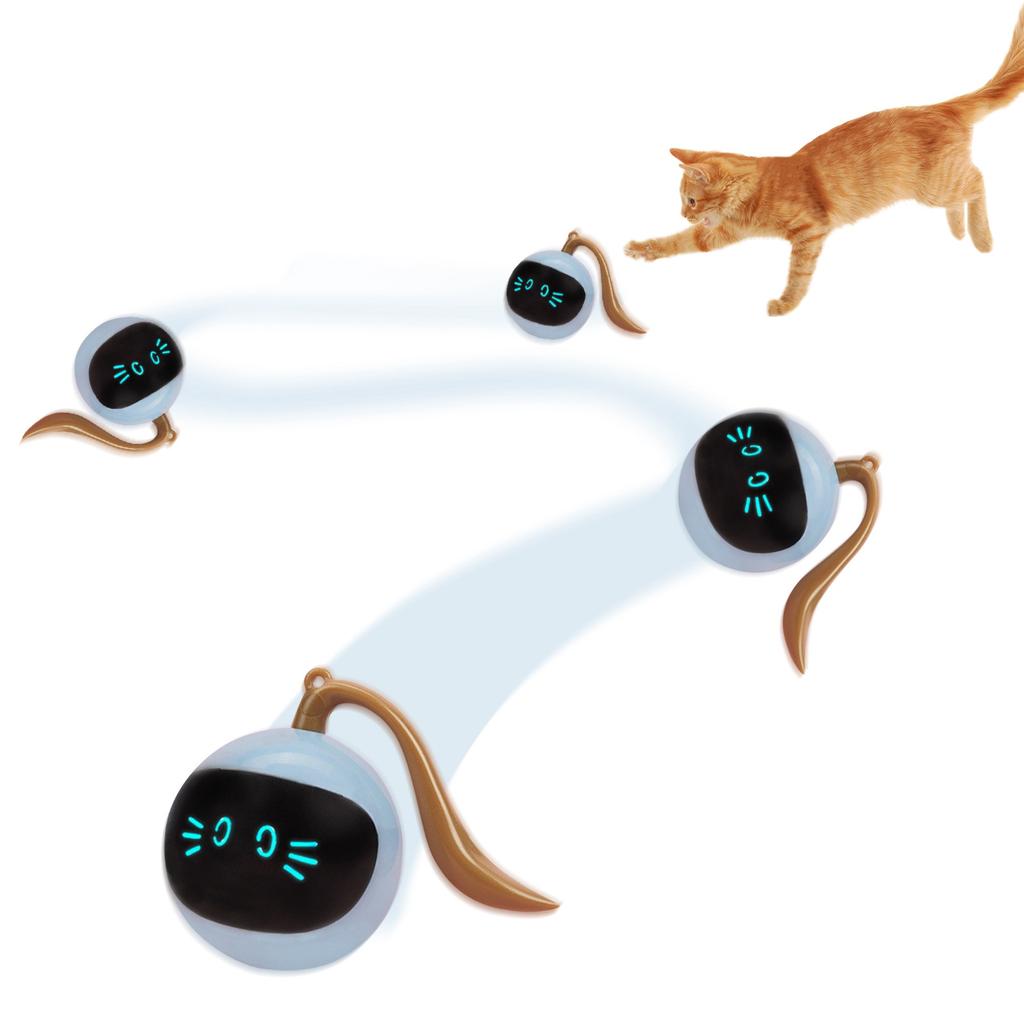 Interactive Cat Ball Toy, Can Make Sounds, Fun, Automatic Rolling Ball, With Furry Ball Toy, Small Mouse Tail, Rechargeable