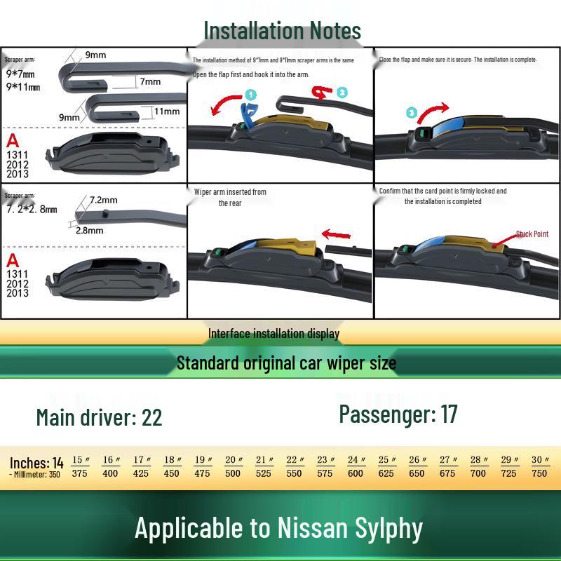 

Nissan Sylphy Original Silent Multifunctional Bone-Free Wiper