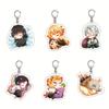 Acrylic Keychain Demon Slayer Anime Tanjiro Nezuko Zenitsu Inosuke Pendant Charm Durable Gift for Fans Collection Cosplay Accessories