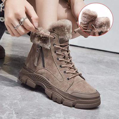 Scarpe Invernali 2024 Donna Stivali da Neve Suola Spessa Caldi Peluche Scarpe Invernali Fredde Stivaletti alla Caviglia da Donna in Vera Pelle Scamosciata A4112