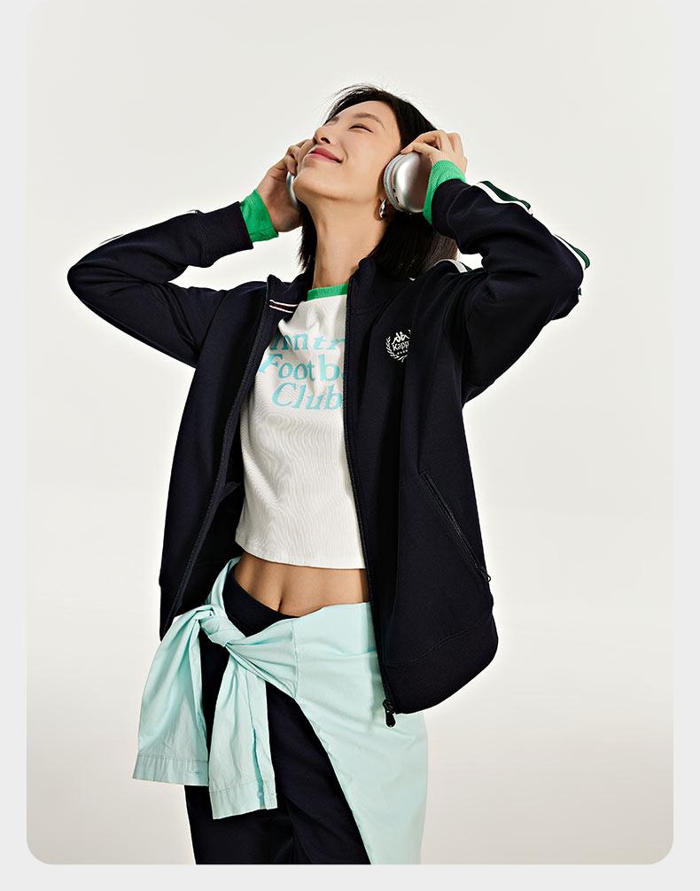 Kappa Back To Back Spring and Autumn New Sportswear Women's Stand Up Collar Hoodie Top Jacket Trendy