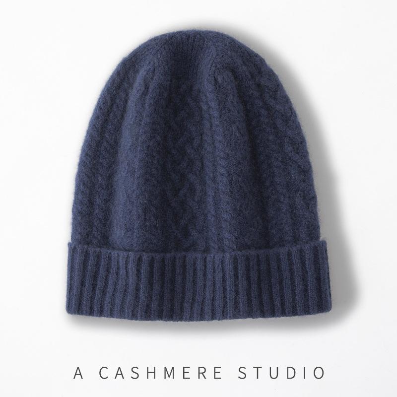 

Кашемировая осенне-зимняя новая мужская высококлассная однотонная вязаная шапка с узором «косичка», утолщенная, теплая, модная, повседневная one size