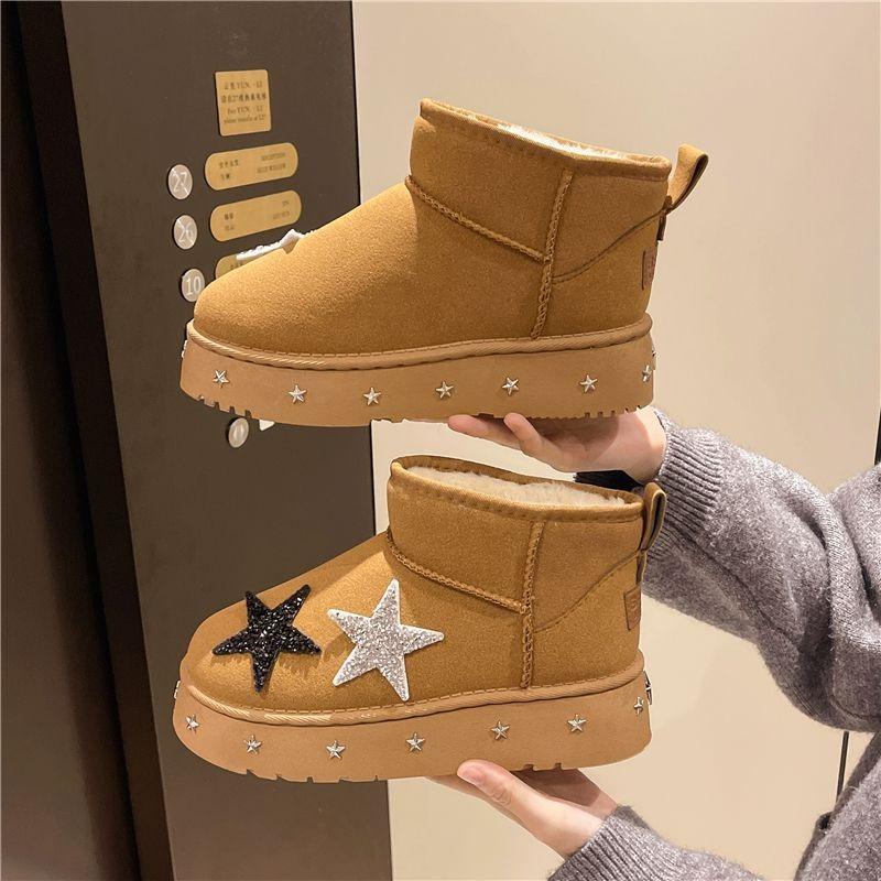 Fashion Round Toe Platform Women's Snow Boots Winter Plush Ladies Shoes Fashion Non Slip Y2k Boot New Rock Hot Chic and Elegant Booties