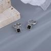 VENTFILLE 925 Sterling Silver Black Agate Earrings Female Niche Design Simple Compact And Fashionable Geometric Earrings