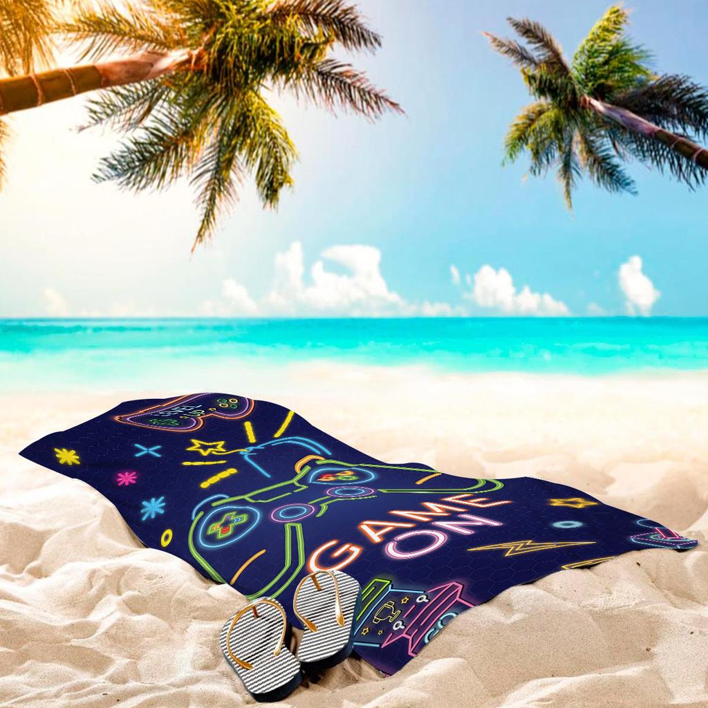 Artistic printed patterns digital-printed polyester Superfine fiber double-sided fleece Beach vacation bath towel, beach towel
