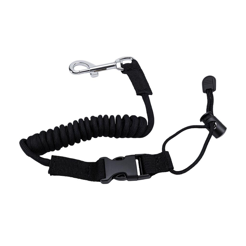 Kayak Paddle Leash Stretchable Shock Cord Fishing Pole Safety Tether with Ti Alloy Hook Black