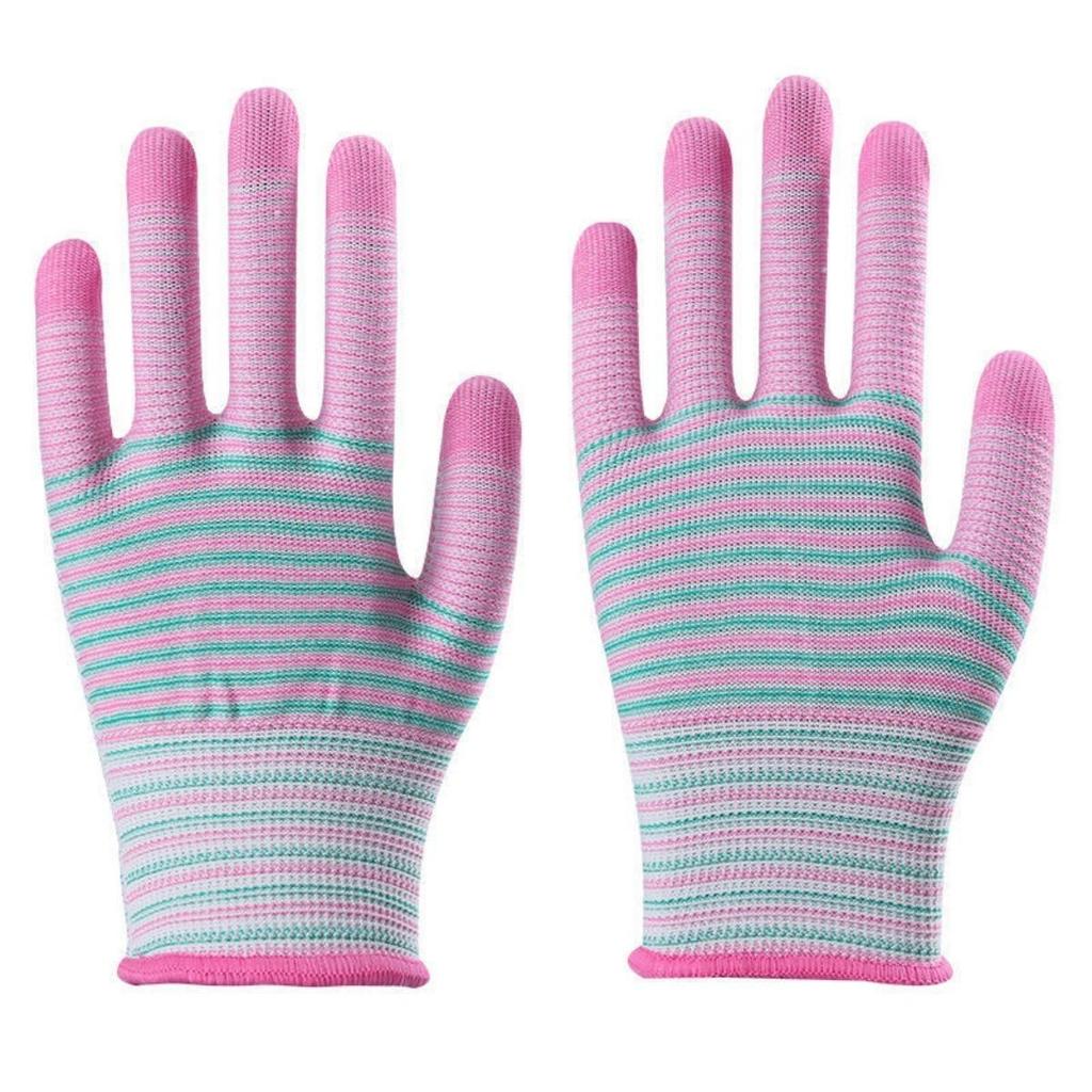 Breathable, Knitted, Protective Gloves, Striped, Anti Slip Gloves, Wear-resistant, Work Gloves, High Elasticity, Nylon Gloves