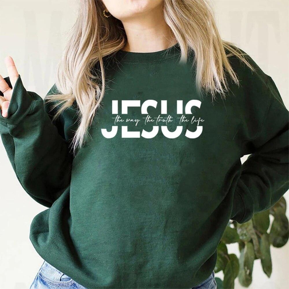 Jesus Sweatshirt Christian Hoodie Religious Bible Verse Sweater Motivational Christian Faith Outfit Trendy Crewneck Sweatshirts Unisex Hoodie