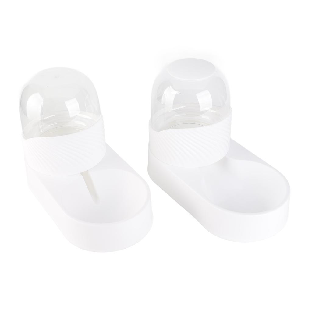 Pet Water Food Dispenser Transparent Removable Automatic Cat Feeder Waterer Set for Dog Puppy 2000ml White